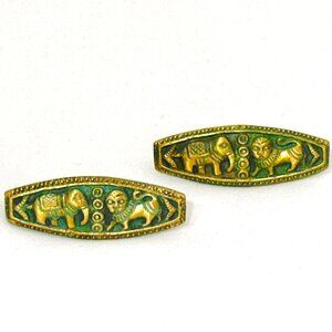 Vintage Large Metal Cufflinks Lion/Elephant - 2" x 3/4"